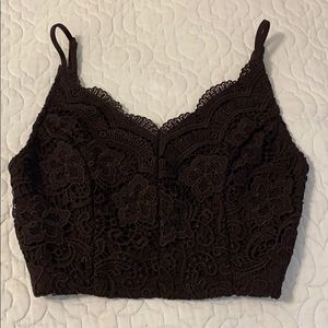 Black Lace Crop Top